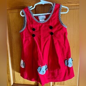 Rare Editions Vintage red dress with puppies or dog
